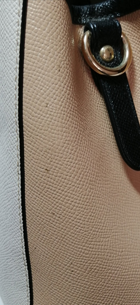 Coach Beige & White Leather Tote