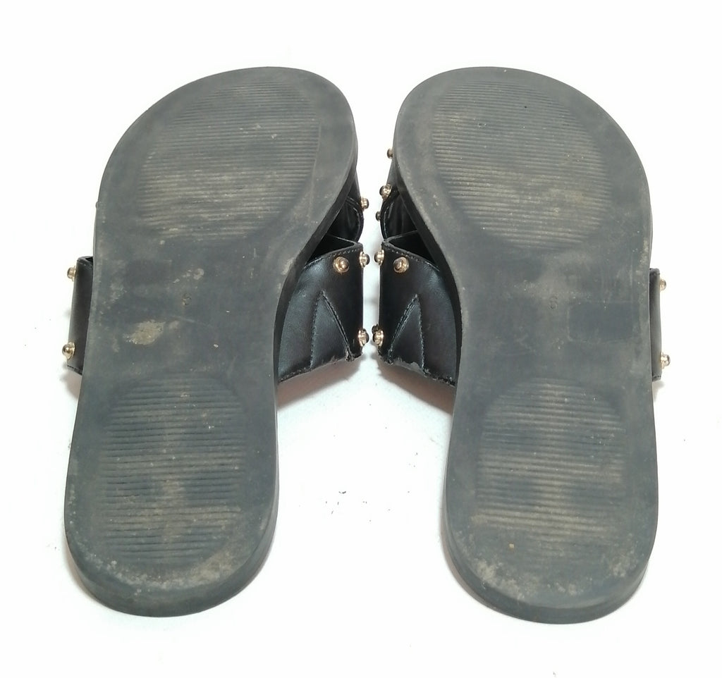 River Island Black Studded Criss Cross Strap Slides