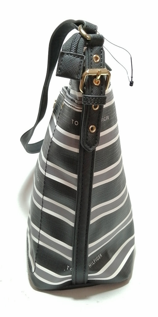 Tommy Hilfiger Striped Faux Leather Shoulder Bag