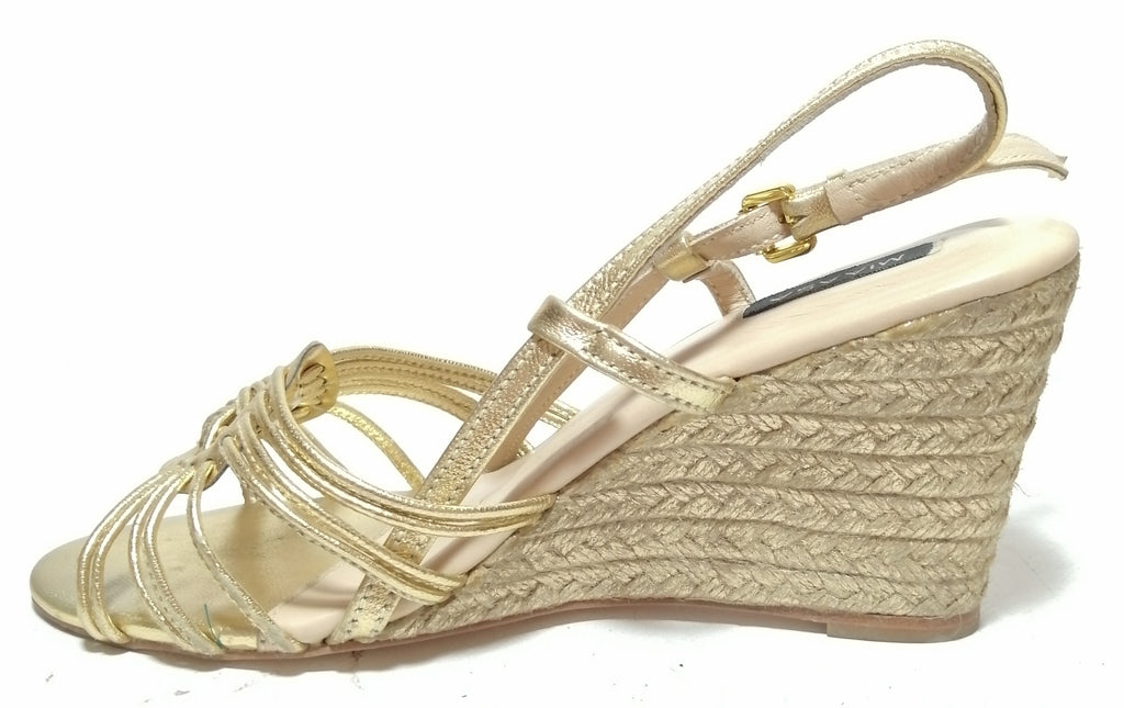 Miassa Gold Leather & Jute Wedges