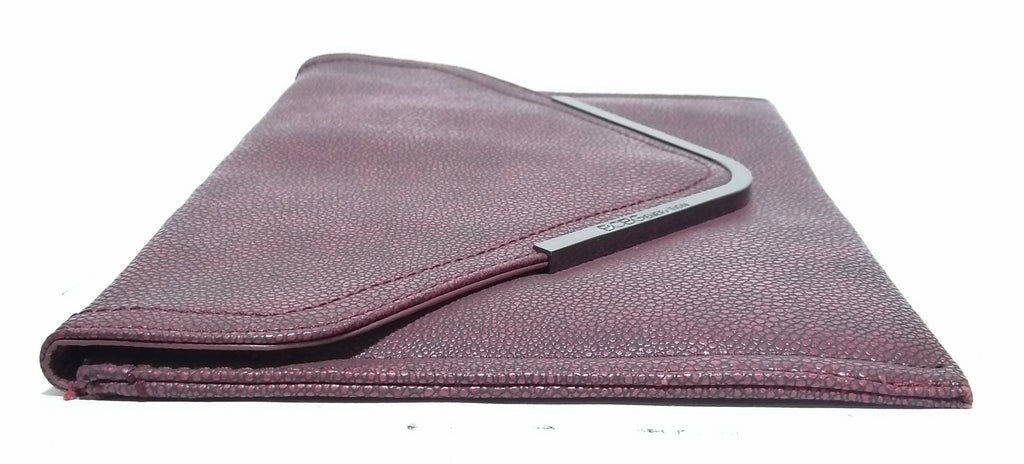 BCBGeneration Evergreen Maroon Vegan Leather Pebbled Clutch