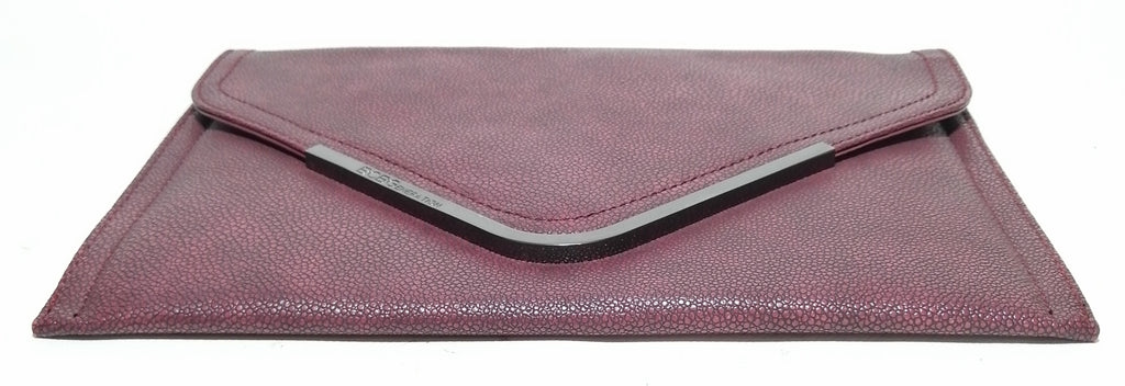 BCBGeneration Evergreen Maroon Vegan Leather Pebbled Clutch