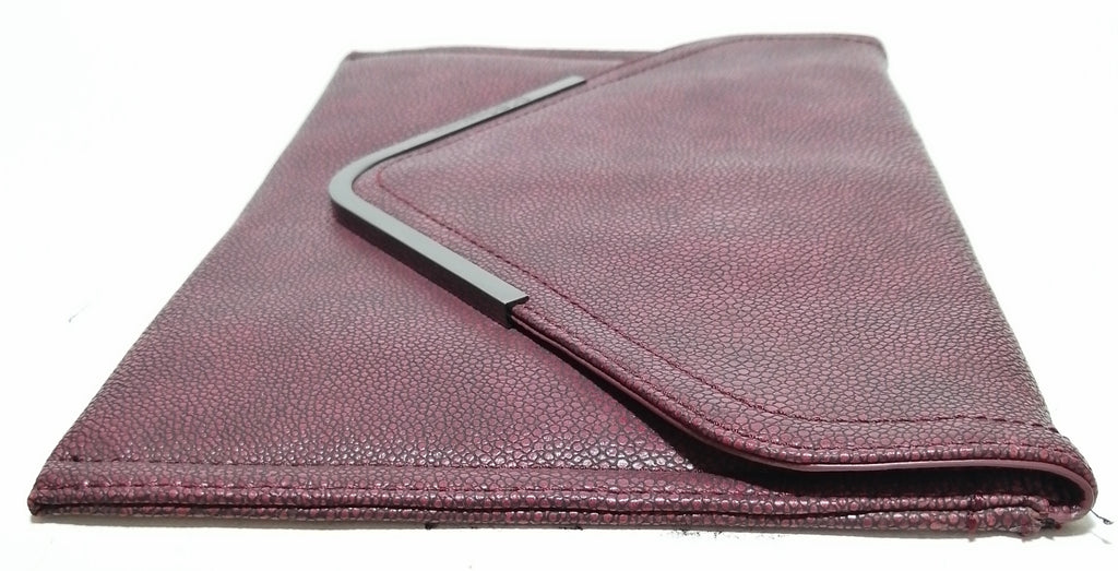 BCBGeneration Evergreen Maroon Vegan Leather Pebbled Clutch