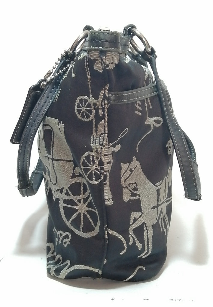 Coach Horse & Carriage Black Canvas Printed Tote
