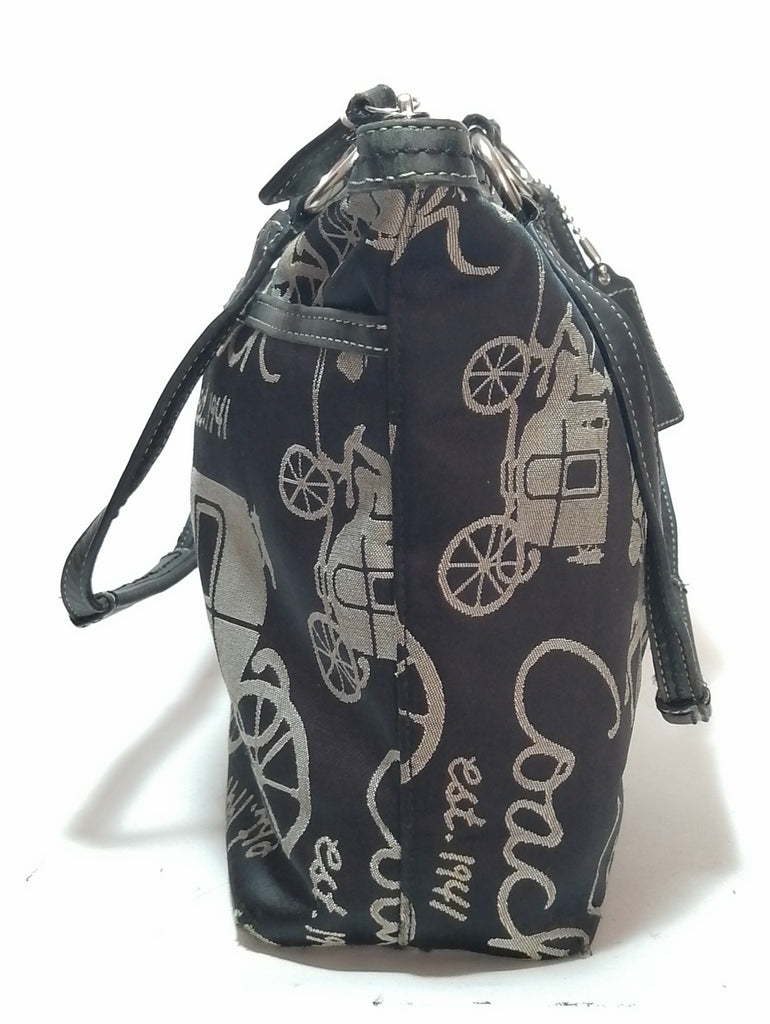 Coach Horse & Carriage Black Canvas Printed Tote