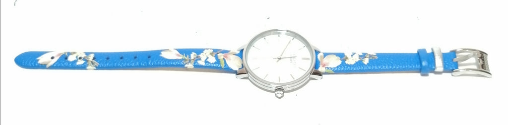 Ted Baker Blue Floral Leather Strap Watch
