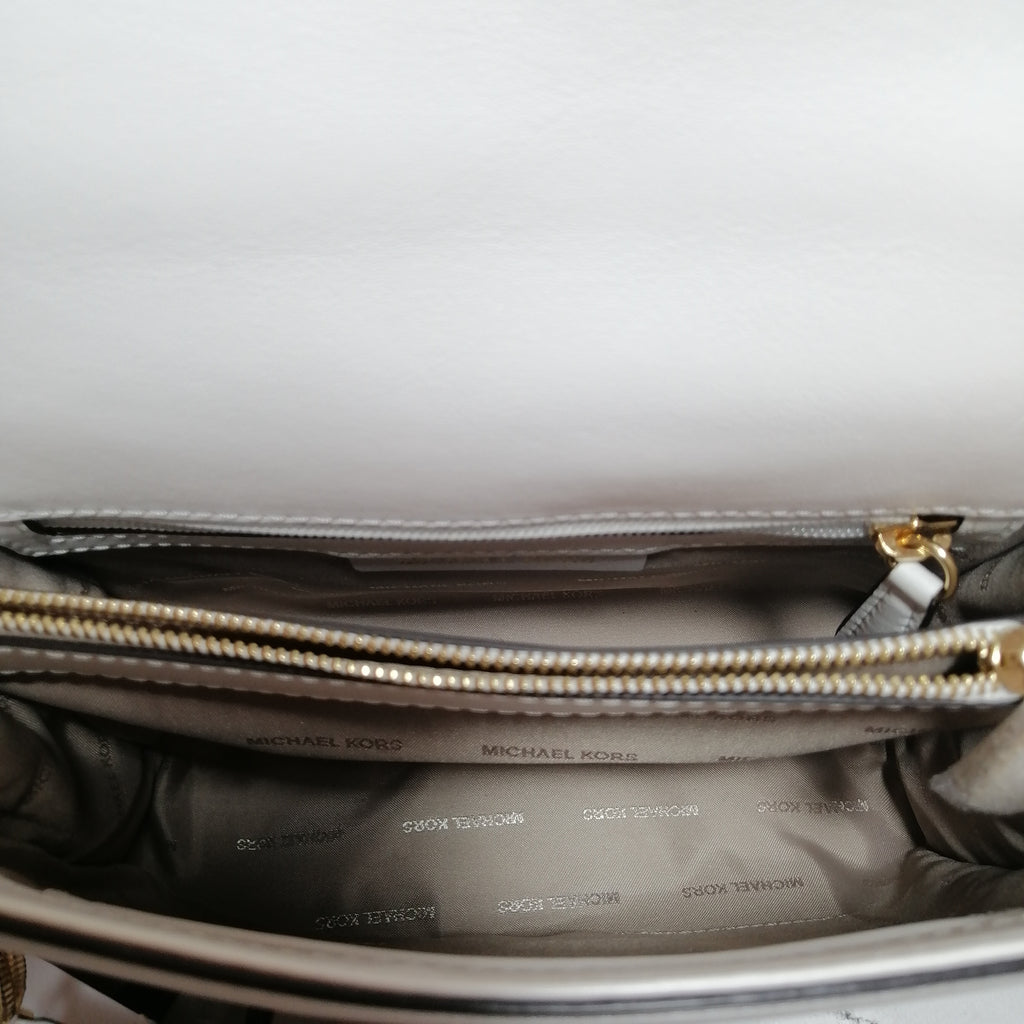 Michael Kors Optic White Whitney Studded Leather Shoulder Bag