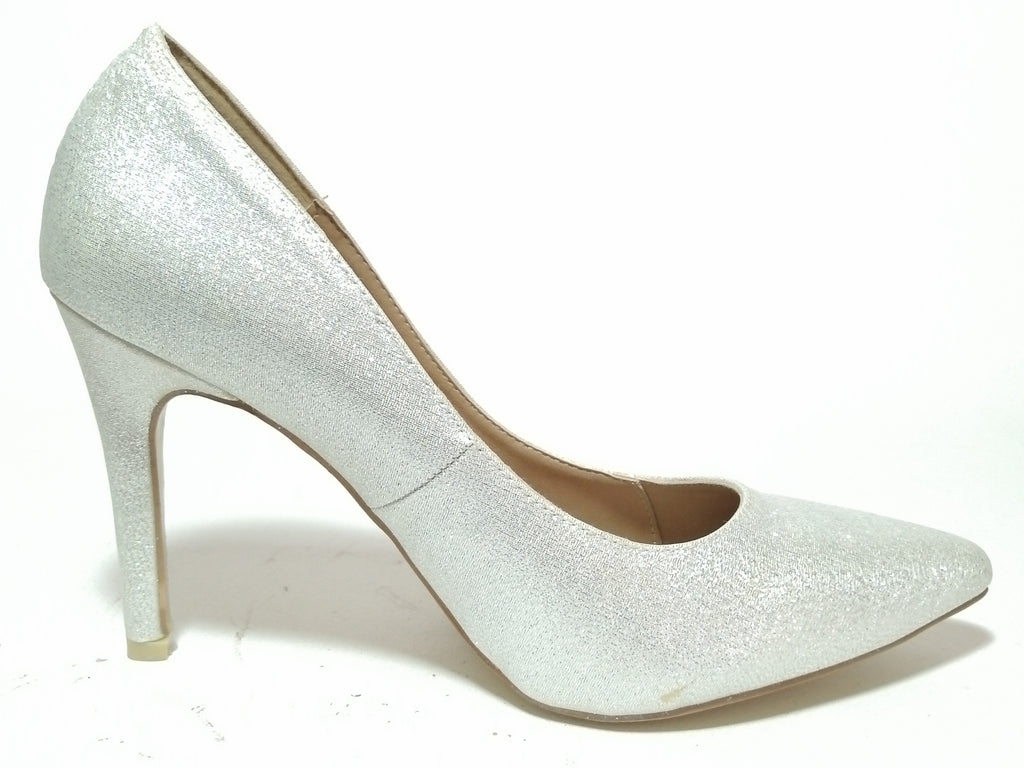Marie Claire Silver Glitter Pointed Pumps