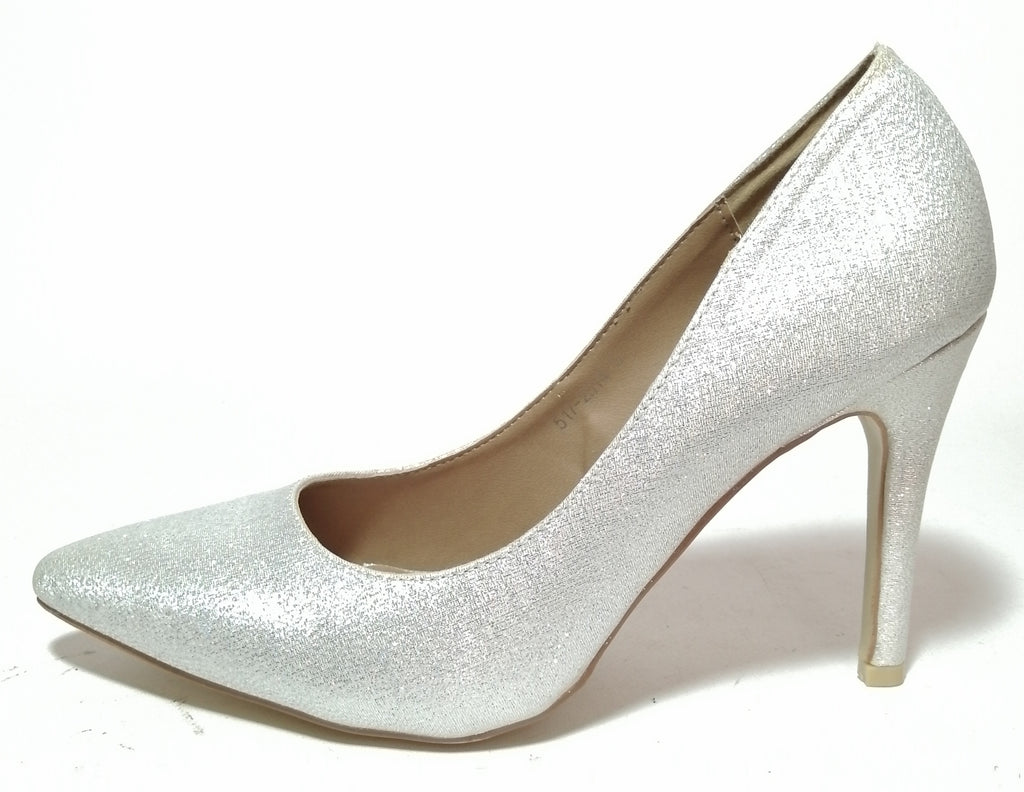 Marie Claire Silver Glitter Pointed Pumps