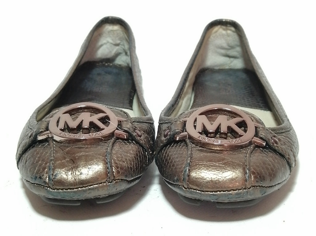 Michael Kors Bronze Snakeskin Loafers