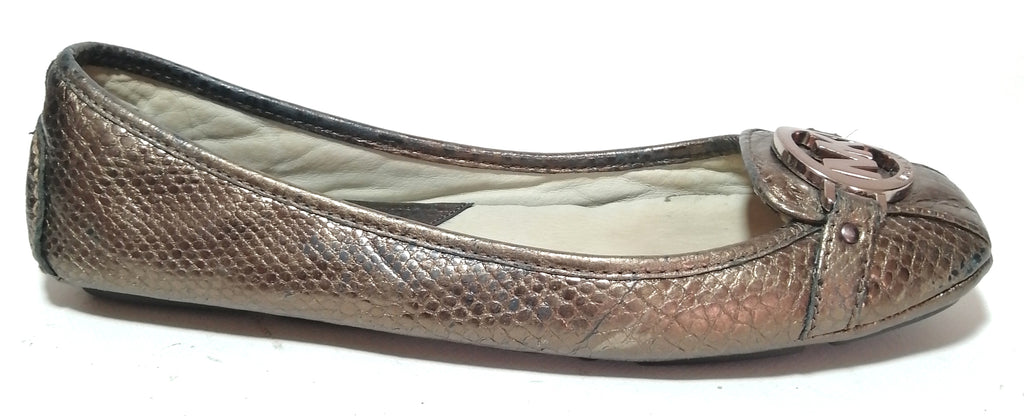 Michael Kors Bronze Snakeskin Loafers