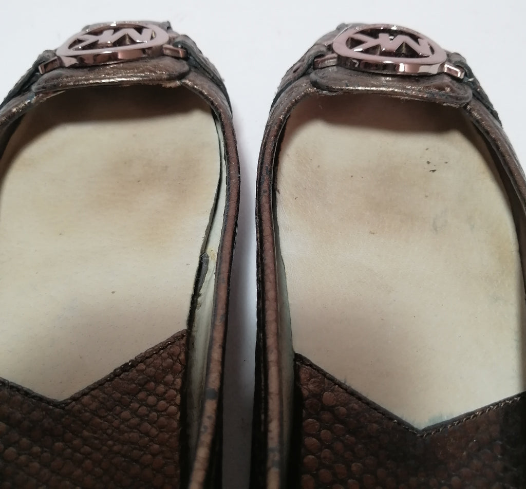 Michael Kors Bronze Snakeskin Loafers