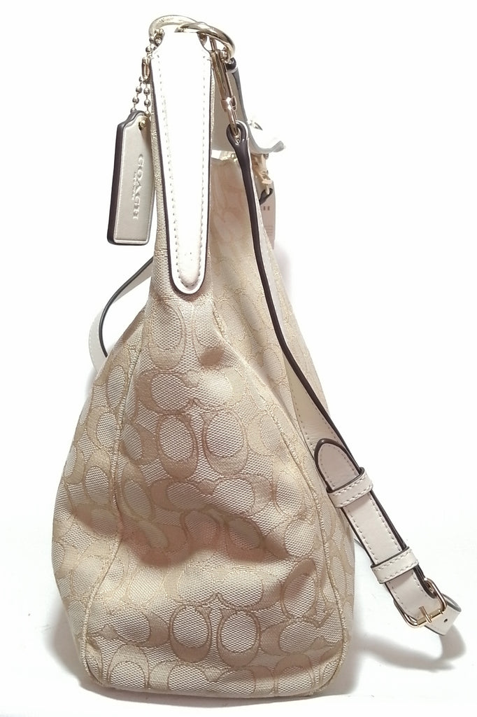 Coach Beige Monogram Signature Hobo Bag