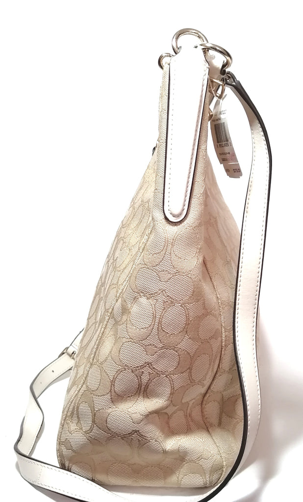 Coach Beige Monogram Signature Hobo Bag