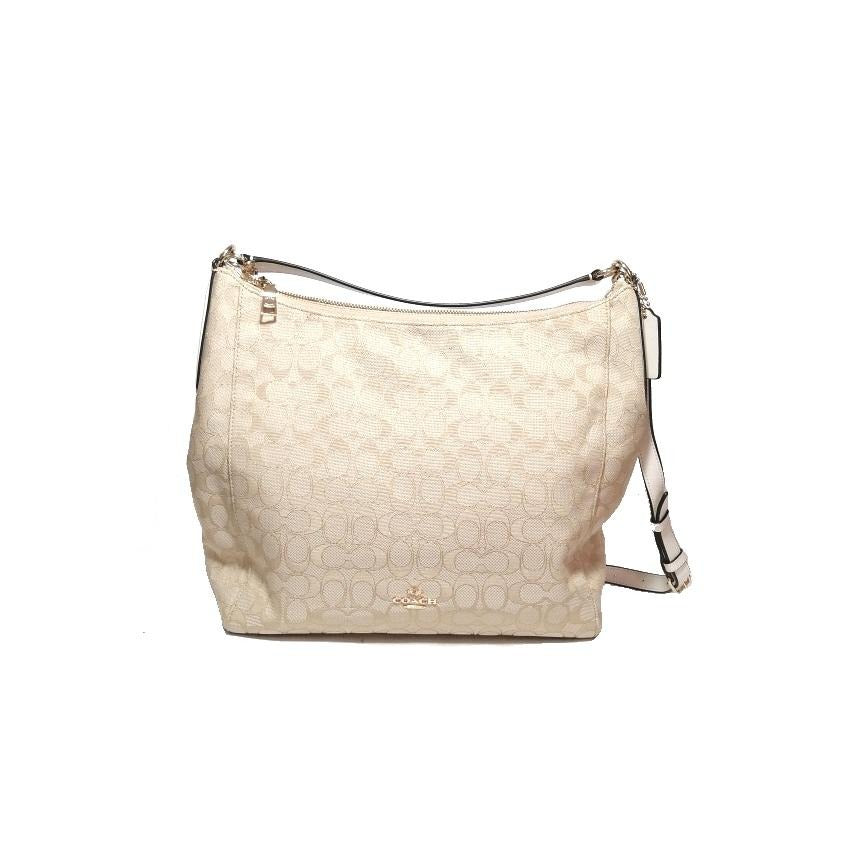 Coach Beige Monogram Signature Hobo Bag