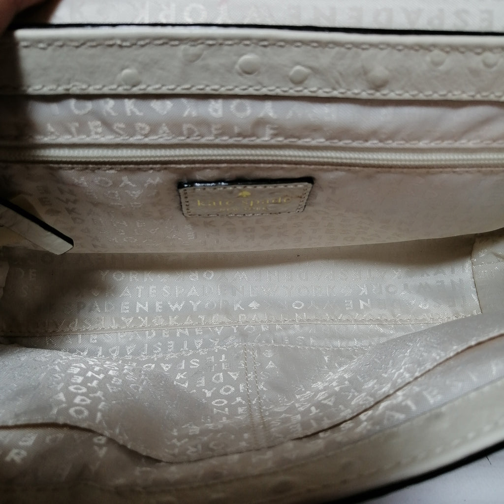 Kate Spade Ostrich Embossed Off-white Leather Bag | Gently Used |
