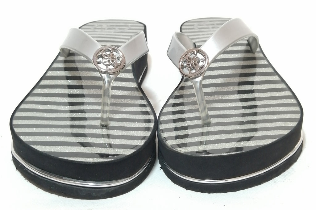 Guess Silver Thong Wedges