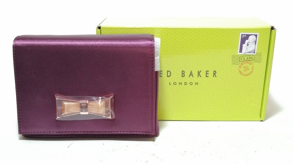 Ted Baker Oxblood Satin Geo Bow Evening Bag