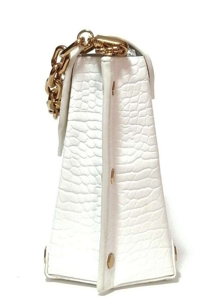 Charles & Keith White Croc Embossed Cross Body Bag | Gently Used |