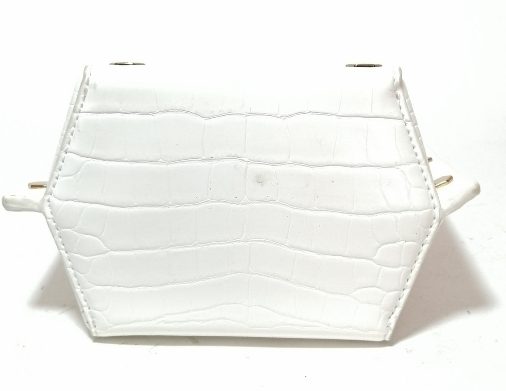 Charles & Keith White Croc Embossed Cross Body Bag | Gently Used |