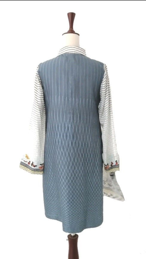 Sania Maskatiya Blue & White Striped Silked Tunic