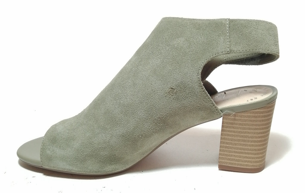 Clark's Olive Peep-toe Bootie Block Heels