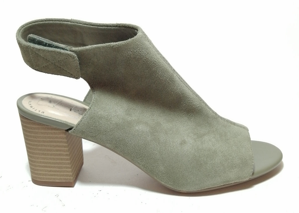 Clark's Olive Peep-toe Bootie Block Heels
