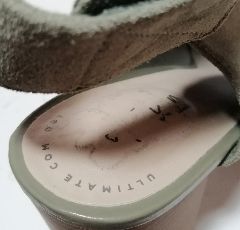 Clark's 'DEVA BELL' Olive Peep-toe Bootie Block Heels | Like New |