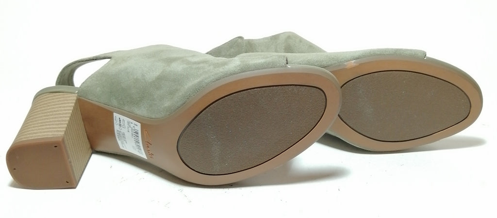 Clark's 'DEVA BELL' Olive Peep-toe Bootie Block Heels | Like New |