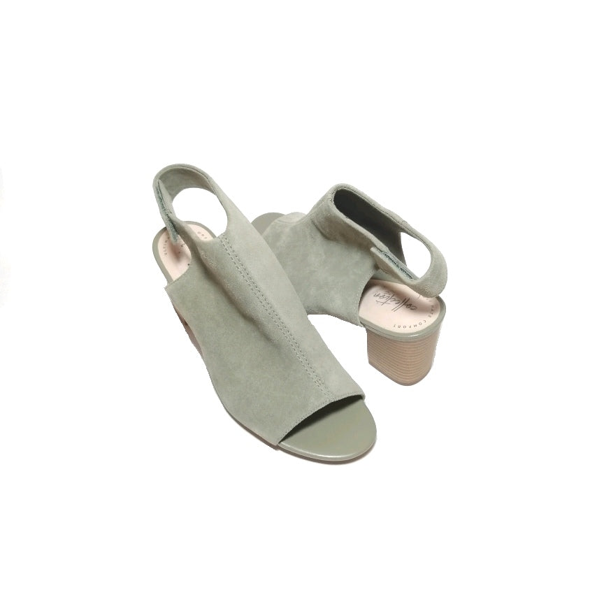 Clark's Olive Peep-toe Bootie Block Heels