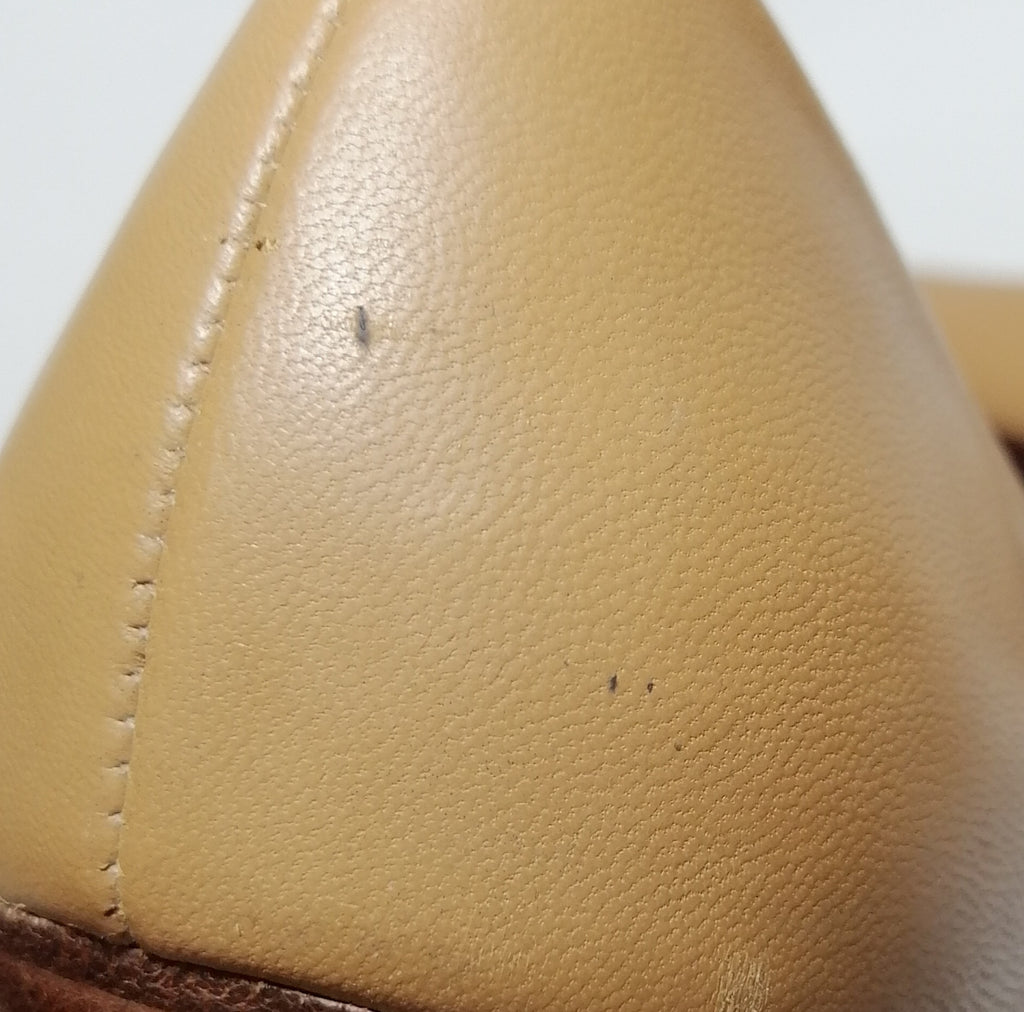 Tory Burch Tan Peep Toe Wedges