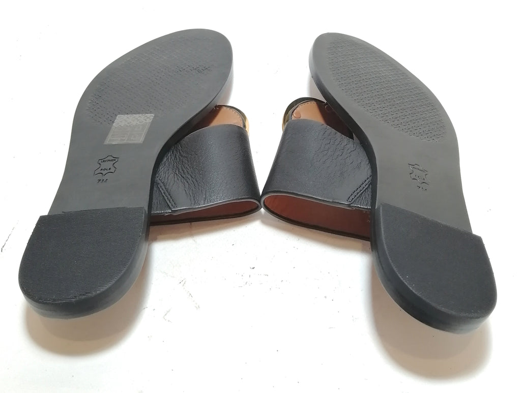 Tory Burch Patos Disk Black Leather Sandals | Brand New |