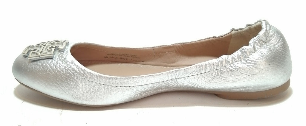 Tory Burch Silver Leather Lowell Ballet Flats | Like New |
