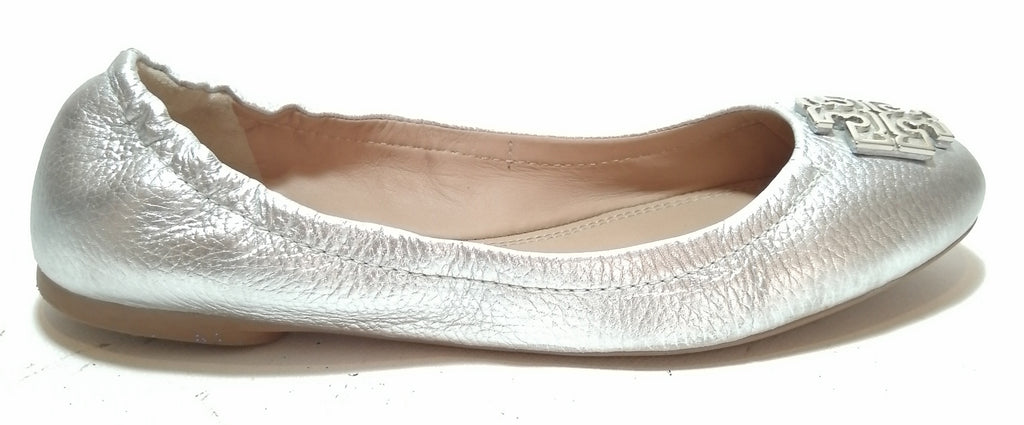 Tory Burch Silver Leather Lowell Ballet Flats | Like New |