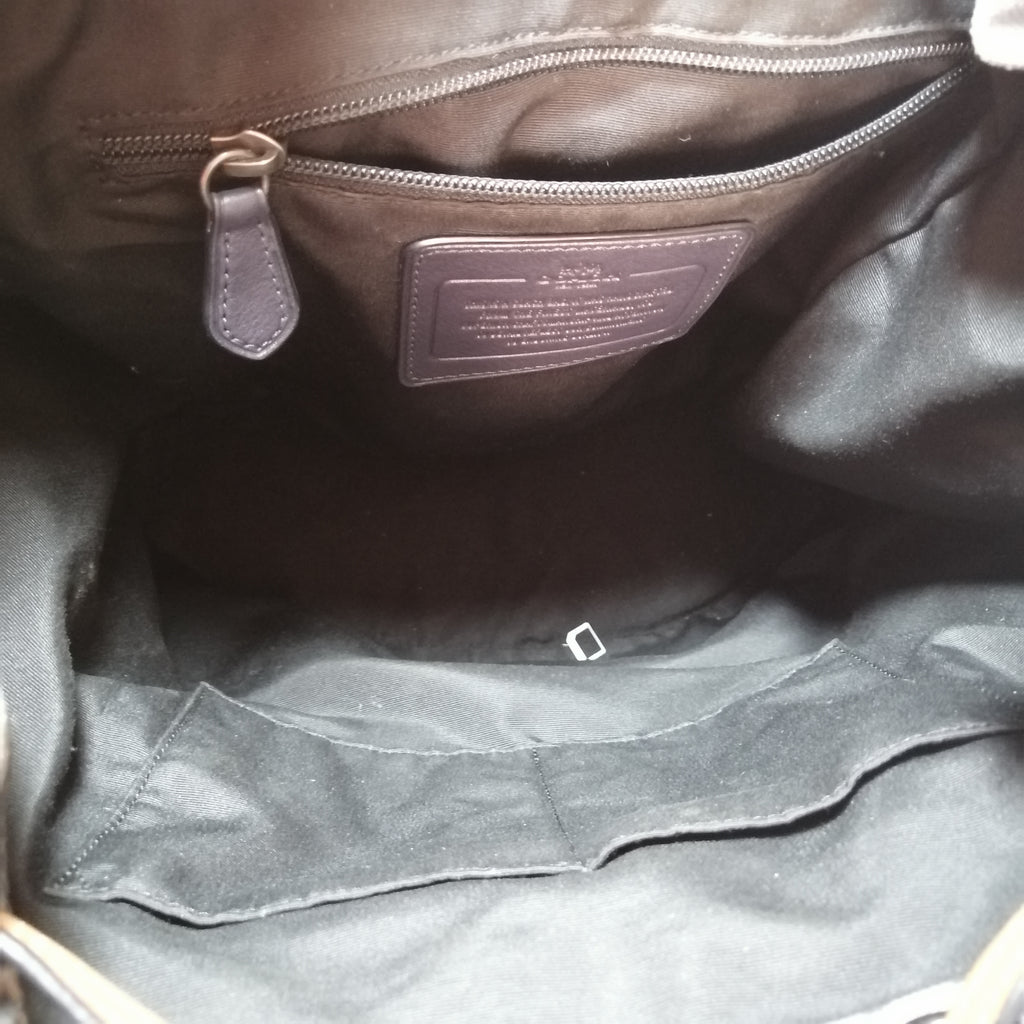 Coach Coated Canvas & Leather Navy Floral Backpack | Gently Used |