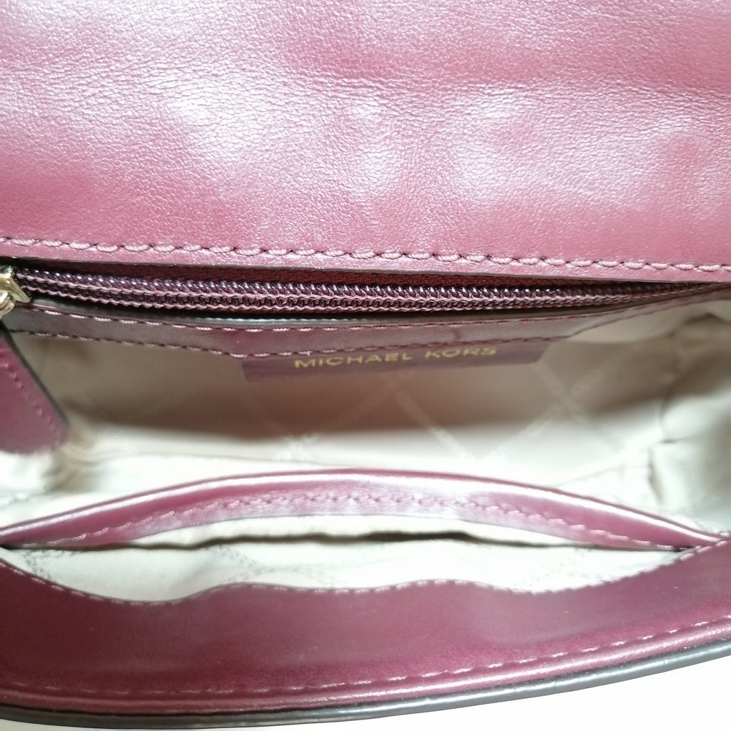 Michael Kors Maroon AVA Studded Small Satchel | Pre Loved |
