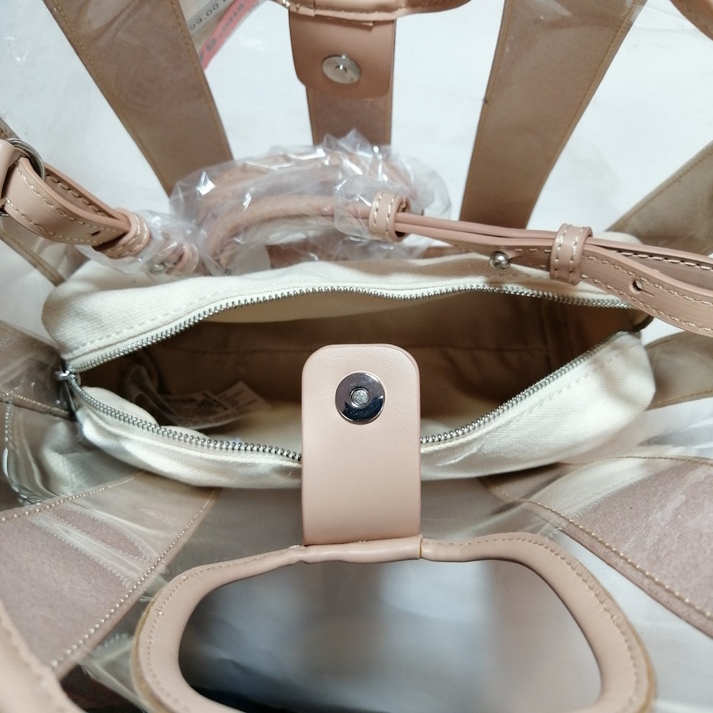 ZARA Nude Leatherette & Clear Vinyl Bag | Brand New |