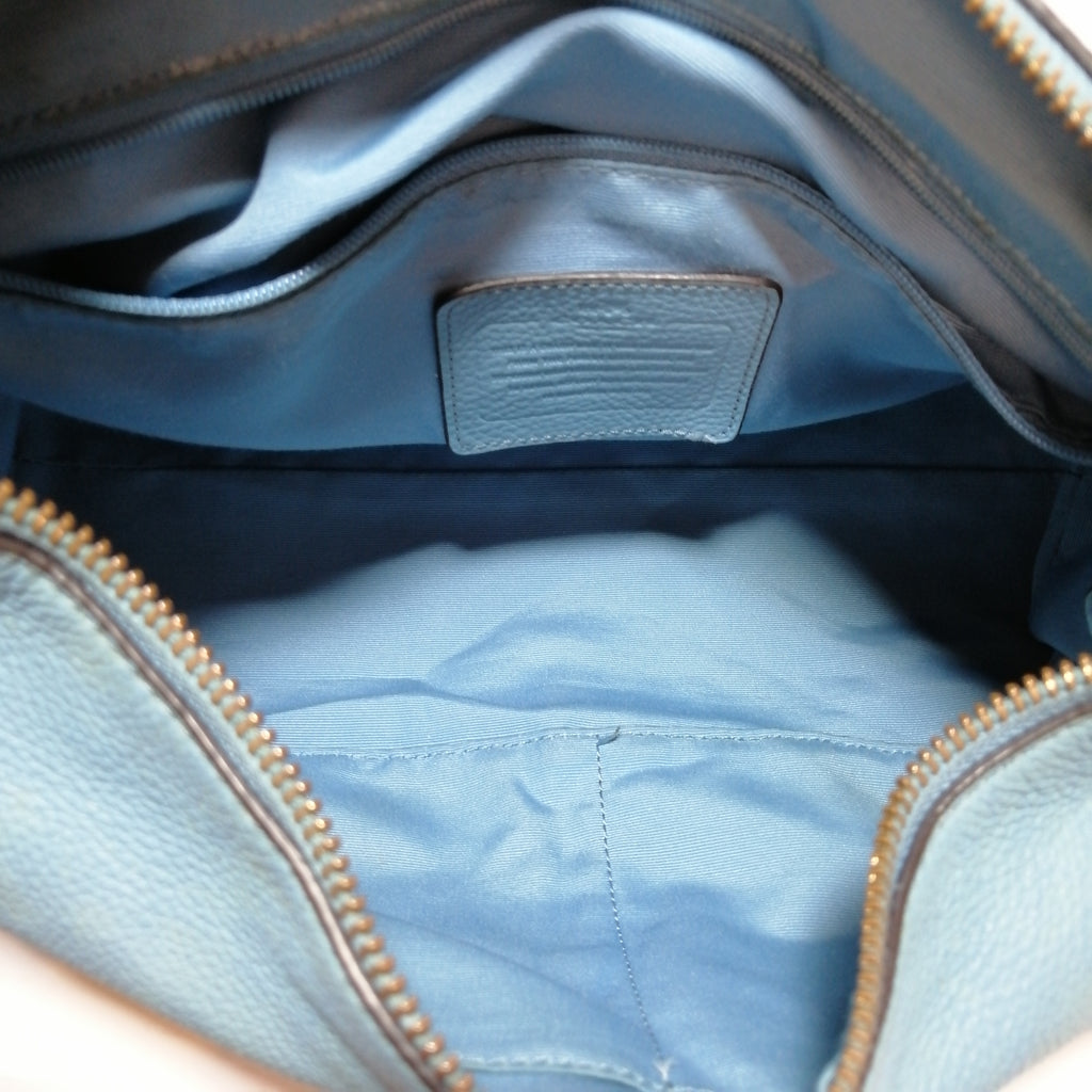 Coach Light Blue Pebbled Leather Shoulder Bag | Pre Loved |
