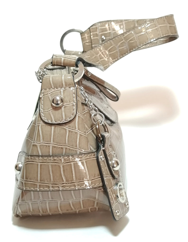 Guess Greige Croc Print Shoulder Bag | Brand New |