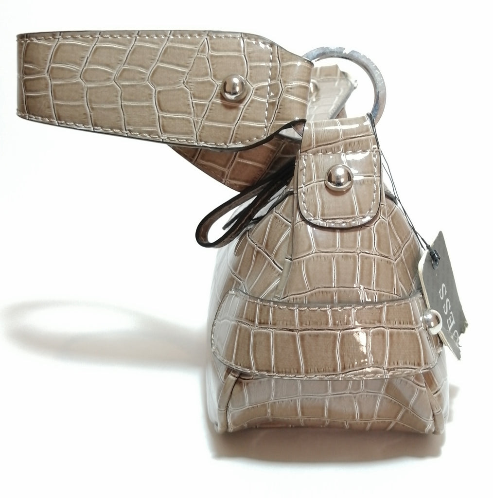 Guess Greige Croc Print Shoulder Bag | Brand New |