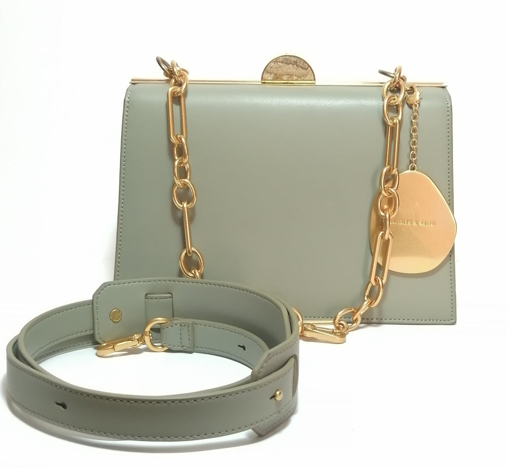 Charles & Keith Grey Structured Shoulder Bag | Gently Used |