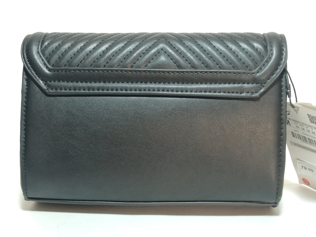 ZARA Black Textured Shoulder Bag | Brand New |