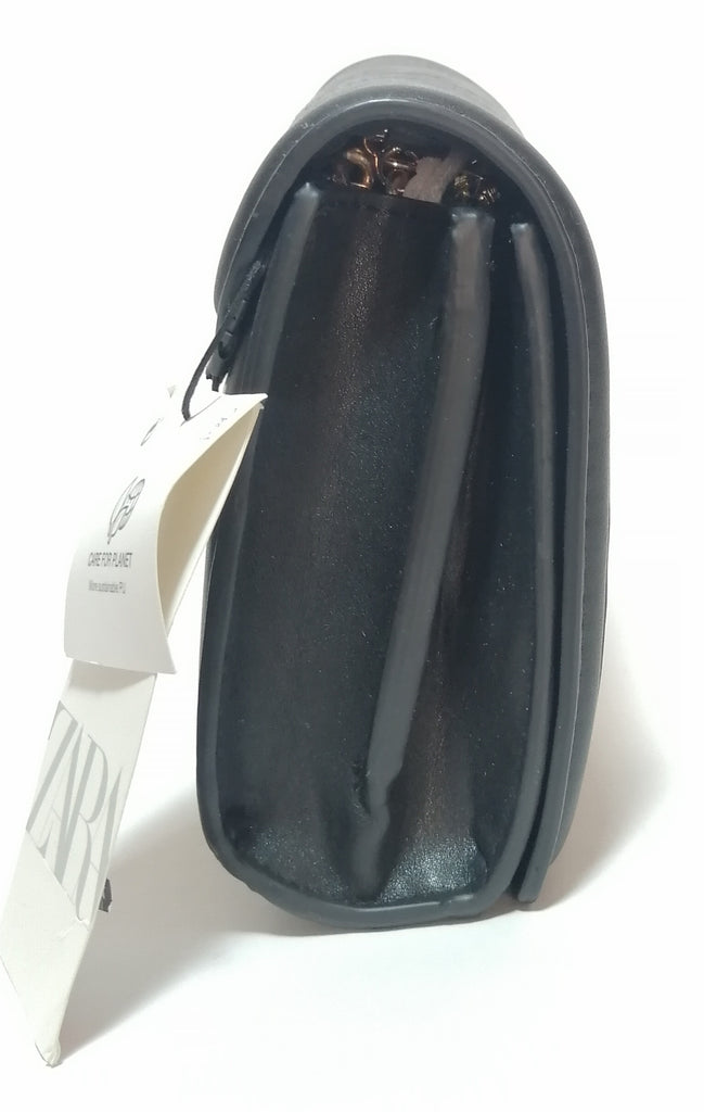 ZARA Black Textured Shoulder Bag | Brand New |