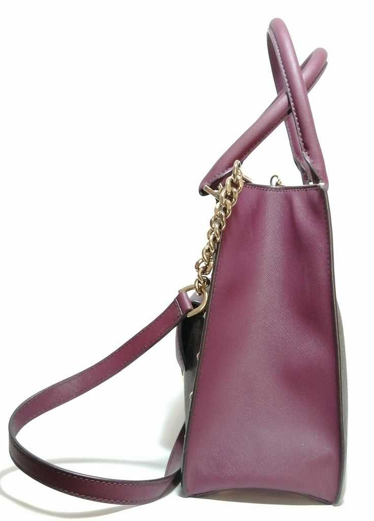 Michael Kors Monogram Maroon Studded Satchel | Gently Used |