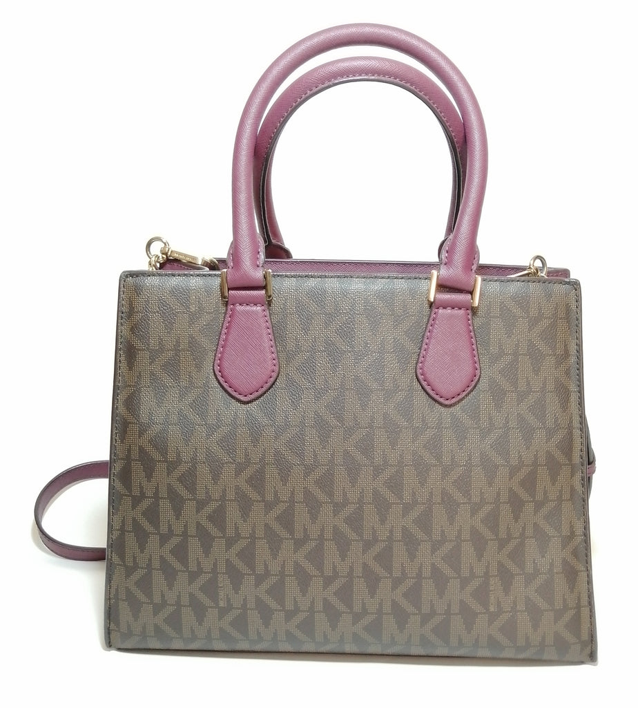 Michael Kors Monogram Maroon Studded Satchel | Gently Used |