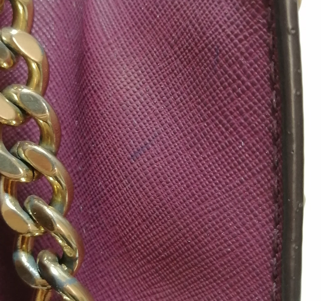 Michael Kors Monogram Maroon Studded Satchel | Gently Used |