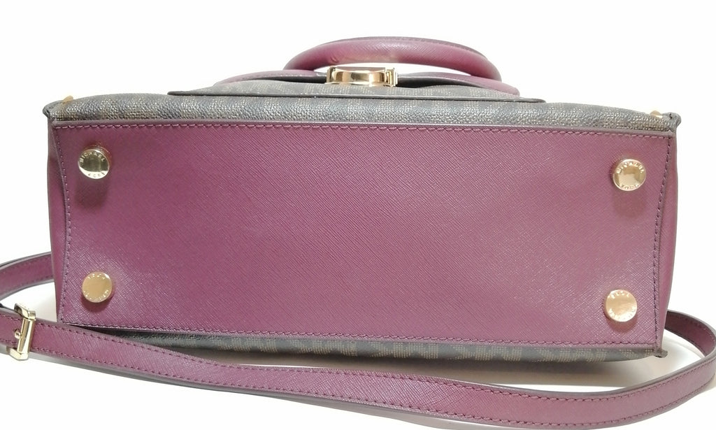 Michael Kors Monogram Maroon Studded Satchel | Gently Used |