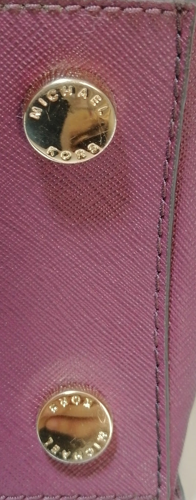 Michael Kors Monogram Maroon Studded Satchel | Gently Used |