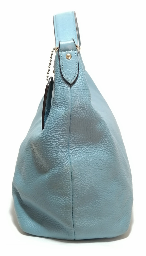 Coach Light Blue Pebbled Leather Shoulder Bag | Pre Loved |