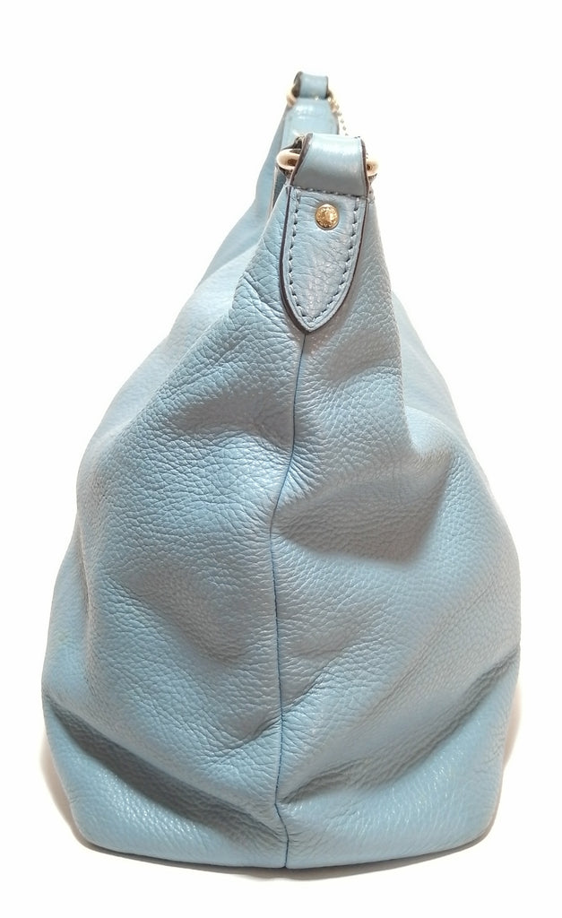 Coach Light Blue Pebbled Leather Shoulder Bag | Pre Loved |